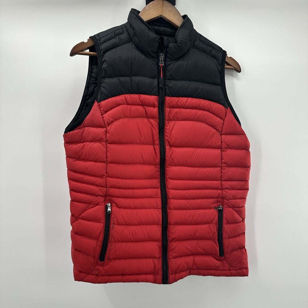 Ralph Lauren Vest Womens Large Red Down Filled Ski Insulated Puffer Zip
